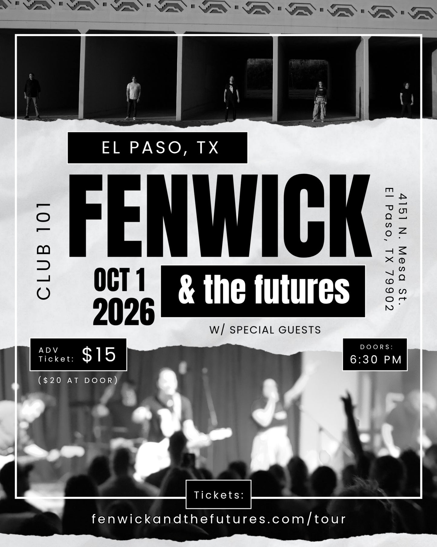 Fenwick & the Futures LIVE in El Paso, TX - Club 101- 10/01/26 - Digital Ticket