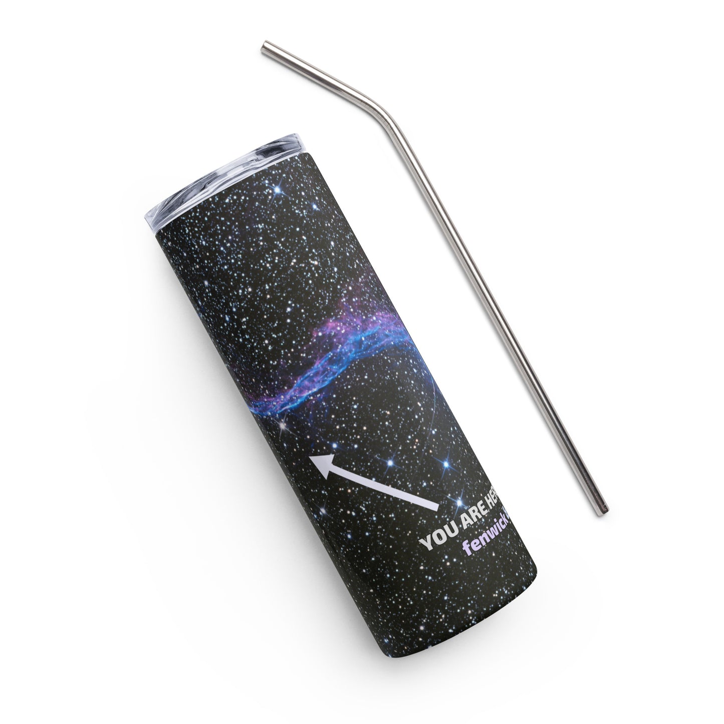 Stainless steel tumbler with F&TF You Are Here design